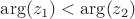 $\arg(z_1)<\arg(z_2)$