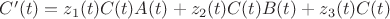 $C&rsquo;(t) = z_1(t)C(t)A(t)+ z_2(t)C(t)B(t)+ z_3(t)C(t)$