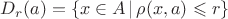 $D_r(a)=\{x\in A\,|\,\rho (x,a)\leqslant r\}$