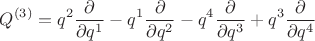 $$
Q^{(3)} = q^2 \frac{\partial}{\partial q^1}
- q^1 \frac{\partial}{\partial q^2}
- q^4 \frac{\partial}{\partial q^3}
+ q^3 \frac{\partial}{\partial q^4}
$$