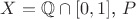 $X = \mathbb Q \cap [0,1]$, $P$