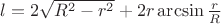 $l=2\sqrt{R^2-r^2}+2r\arcsin\frac rR$