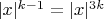 $|x|^{k-1}=|x|^{3k}$