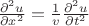 $\large\frac{\partial^{2}u}{\partial x^{2}}=\frac{1}{v}\frac{\partial^{2}u}{\partial t^{2}}$