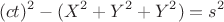 $$(ct)^2-(X^2+Y^2+Y^2)=s^2$$