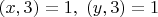 $(x,3)=1,\;(y,3)=1$