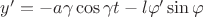 $y'=-a\gamma\cos \gamma t-l\varphi'\sin \varphi $