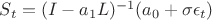 $S_t = (I-a_1L)^{-1}(a_0 + \sigma\epsilon_t)$