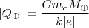 $$|Q_\oplus|=\frac{G m_e M_\oplus}{k|e|}$$