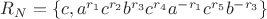 $R_N = \{ c, a^{r_1}c^{r_2}b^{r_3}c^{r_4}a^{-r_1}c^{r_5}b^{-r_3}\}$