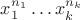 $x_1^{n_1}\dots x_k^{n_k}$