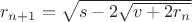 $r_{n+1}=\sqrt{s-2\sqrt{v+2r_n}}$
