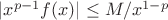 $|x^{p-1}f (x)| \le M/x^{1-p}$