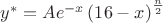 $y^{*}=Ae^{-x}\left(16-x\right)^{\frac{n}{2}}$