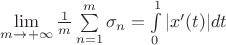 $\lim\limits_{m \to +\infty}\frac{1}{m}\sum\limits_{n=1}^{m}\sigma_n = \int\limits_{0}^{1}|x'(t)|dt$