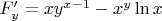 $F'_y=xy^{x-1}-x^{y}\ln x$