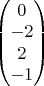 \begin{pmatrix} 0 \\ -2 \\ 2 \\ -1 \end{pmatrix}
