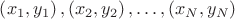 $\left(x_{1},y_{1}\right),\left(x_{2},y_{2}\right),\ldots,\left(x_{N},y_{N}\right)$ $\left(x_{1},y_{1}\right),\left(x_{2},y_{2}\right),\ldots,\left(x_{N},y_{N}\right)$