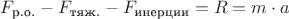 $F_{\text{р.о.}} - F_{\text{тяж.}} - F_{\text{инерции}}= R = m \cdot a_ц$