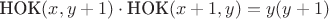 $\textrm{НОК}(x,y+1)\cdot \textrm{НОК}(x+1,y)=y(y+1)$