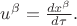 $u^{\beta}=\frac{dx^\beta}{d\tau}.$