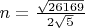 $n=\frac{\sqrt{26169}}{2\sqrt{5}}$