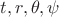 $t, r, \theta, \psi$