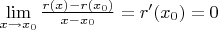 $\lim\limits_{x \to x_0}\frac{r(x)-r(x_0)}{x-x_0}=r'(x_0)=0$