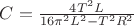 $\[C = \frac{{4{T^2}L}}{{16{\pi ^2}{L^2} - {T^2}{R^2}}}\]$