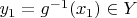 $y_1=g^{-1}(x_1)\in Y$