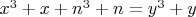 $x^3+x+n^3+n=y^3+y$
