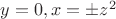 $y=0,x=\pm{z^2}$