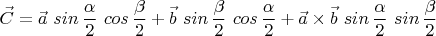 $$ \vec C = \vec a ~ sin\,\frac \alpha 2 ~ cos\,\frac \beta 2 + \vec b ~ sin\,\frac \beta 2 ~ cos\,\frac \alpha 2 + \vec a \times \vec b ~ sin\,\frac \alpha 2 ~ sin\,\frac \beta 2 $$