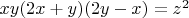 $xy(2x+y)(2y-x)=z^2$
