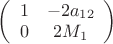 $\left( \begin {array} {ccc}1 & -2a_{12} \\0 & 2M_1\\\end {array}\right)$
