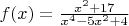 $f(x) = \frac {x^2+17} {x^4 - 5x^2+4}$