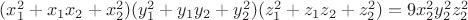 $(x_1^2  + x_1 x_2  + x_2^2 )(y_1^2  + y_1 y_2  + y_2^2 )(z_1^2  + z_1 z_2  + z_2^2 ) = 9x_2^2 y_2^2 z_2^2 
$