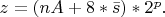 $z = (nA + 8*\bar s)* 2^p.$