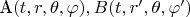 A$ (t,r,\theta,\varphi), B (t,r',\theta,\varphi')$
