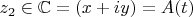 $z_2 \in \mathbb{C} = (x + iy) = A(t)$