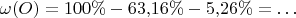 $$\omega(O) = 100\% - 63{,}16\% - 5{,}26\% =\ldots$$
