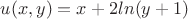 $u(x,y)=x+2ln(y+1)$