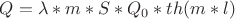 $Q=\lambda*m*S*Q_0*th(m*l)$ $Q=\lambda*m*S*Q_0*th(m*l)$