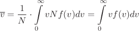 $$\overline{v}=\frac{1}{N} \cdot \int \limits_{0}^{\infty}v N f(v) dv=\int \limits_{0}^{\infty}v f(v) dv$$