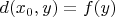 $d(x_0, y) = f(y)$