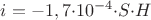 $i = -1,7{\cdot}{{10}^{-4}}{\cdot}S{\cdot}H$