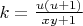 $k=\frac{u(u+1)}{xy+1}$