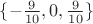 $\{-\frac{9}{10}, 0, \frac{9}{10}\}$
