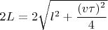 $2L=2\sqrt{l^2+\dfrac{(v\tau)^2}{4}}$