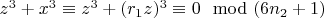 $z^3 +x^3\equiv z^3 + (r_1z)^3\equiv 0\mod (6n_2 +1)$